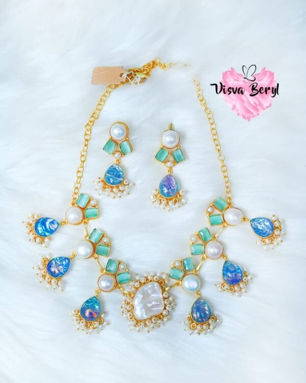 Blue Crystal & pearls