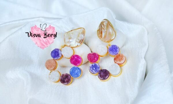 Rainbow raw earring