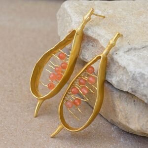 Golden plant earrings