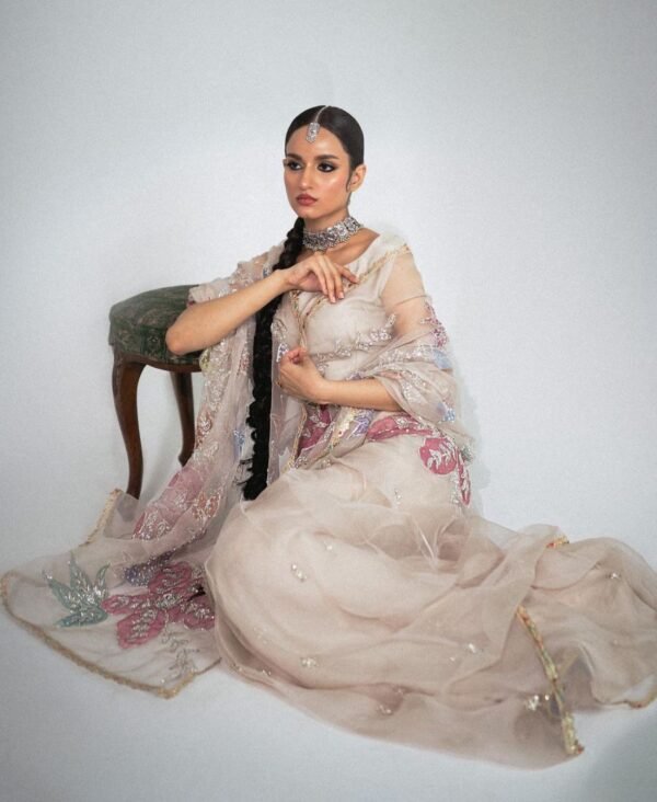 Luxury Handpainted Sari with Embellishment