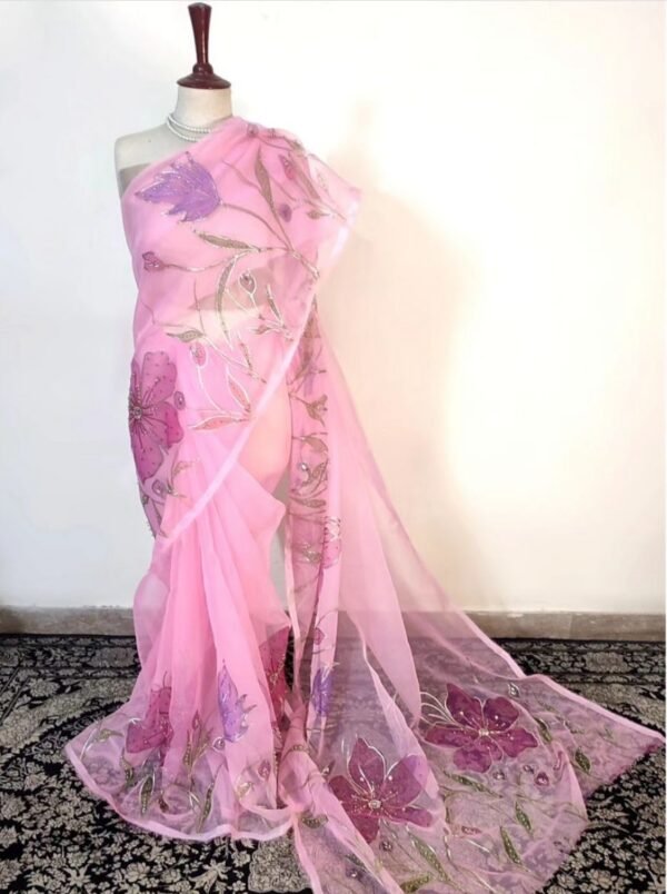 Shafaq Waqass Orgenza Hand Painted Saree