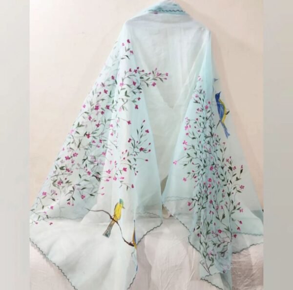 Beutiful Freehand Painted Dupatta - Image 2